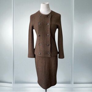 RALPH LAUREN VTG BLACK LABEL CASHMERE BLEND 2 PIECE KNIT SKIRT SUIT